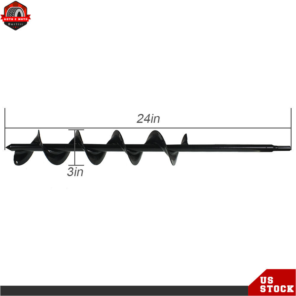 Auger Drill Bit 3" × 24" Garden Plant Flower Bulb Rapid Planter Spiral