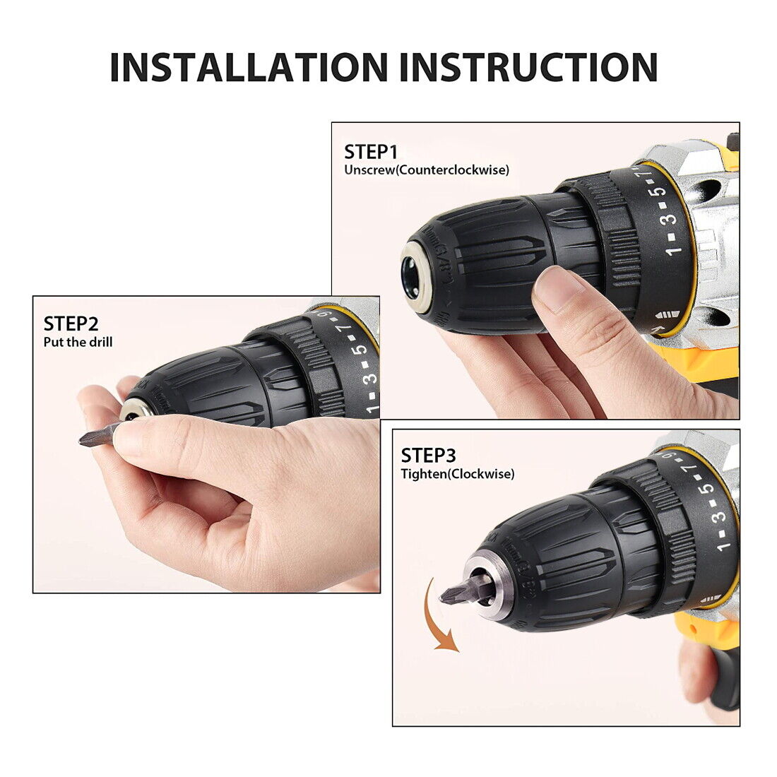 Electric Drill Power Tool Cordless Screwdriver Power Tools Drill Set W/ Battery