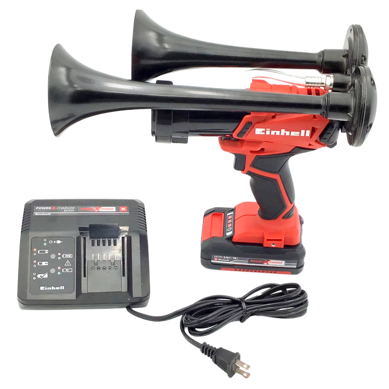 Einhell 18V Drill Train Horn Dual  Black Air Trumpets INCLUDES Battery +Charger