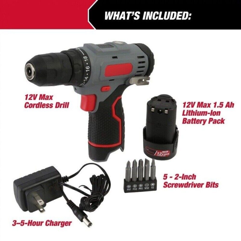12V Max Lithium-Ion Cordless 3/8-inch Drill Driver with 1.5Ah Battery