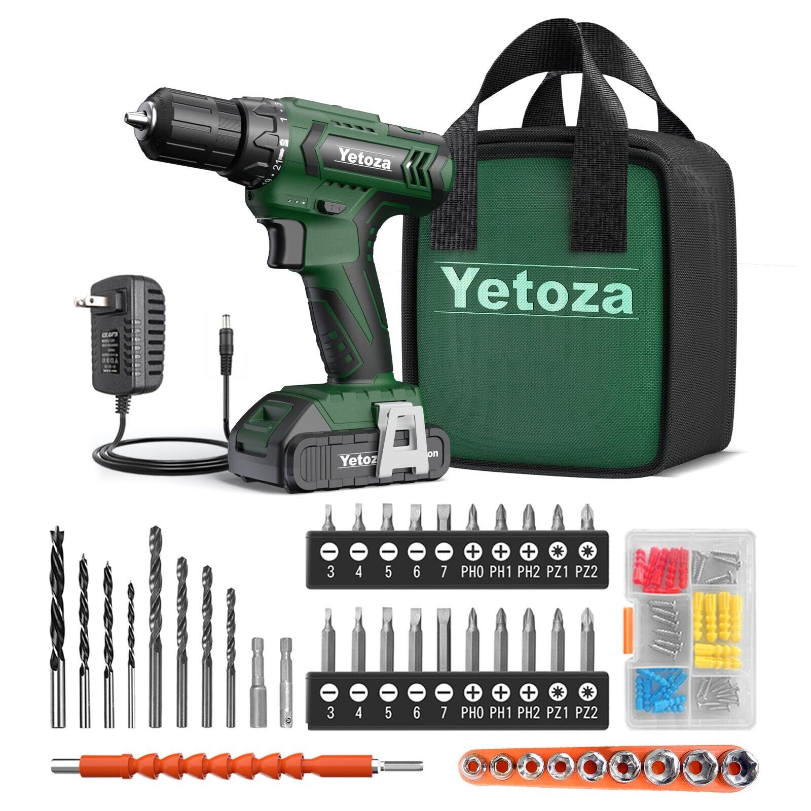 Cordless Drill Set 20V Power Drill Set with Battery and Charger, Electric Drill
