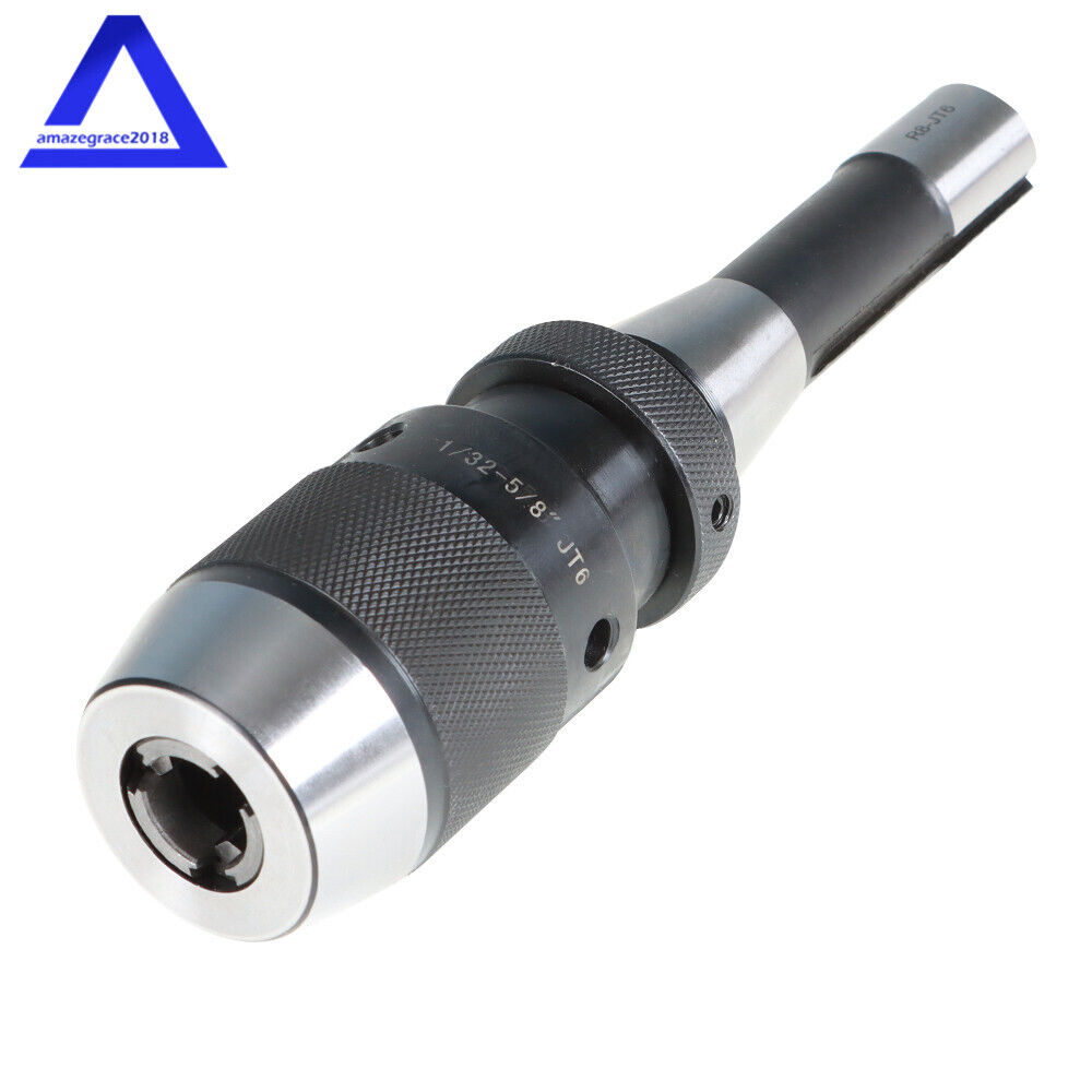 Drill Chuck 1/32"- 5/8" JT6 Keyless Self Tighten Heavy Duty W/R8 Shank Adapter