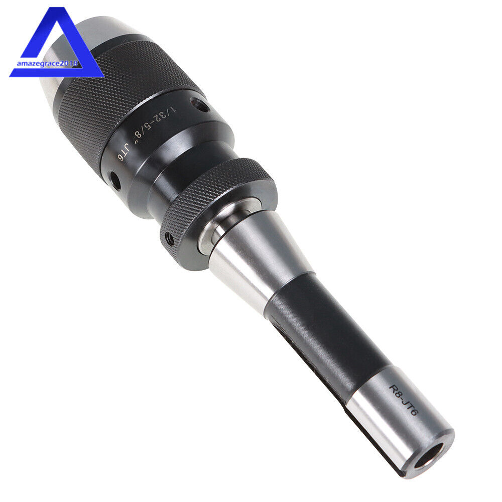 Drill Chuck 1/32"- 5/8" JT6 Keyless Self Tighten Heavy Duty W/R8 Shank Adapter