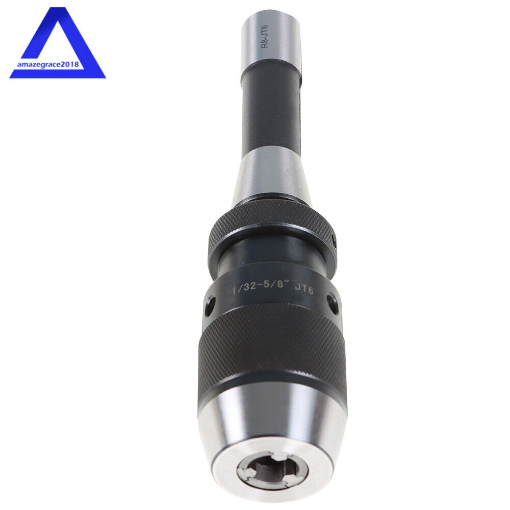 Drill Chuck 1/32"- 5/8" JT6 Keyless Self Tighten Heavy Duty W/R8 Shank Adapter