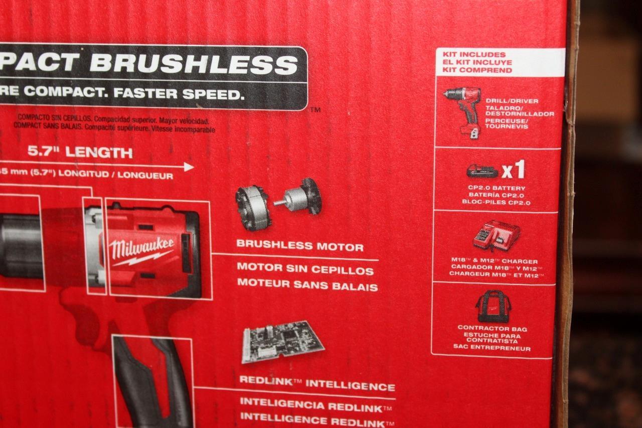 Milwaukee  3601-21P M18 18V 1/2"  Compact Brushless Drill Driver Kit Set - New