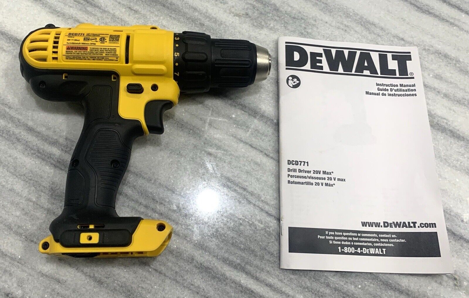 Brand New DeWalt DCD771 20V Compact 1/2" Drill Driver Cordless Tool Only