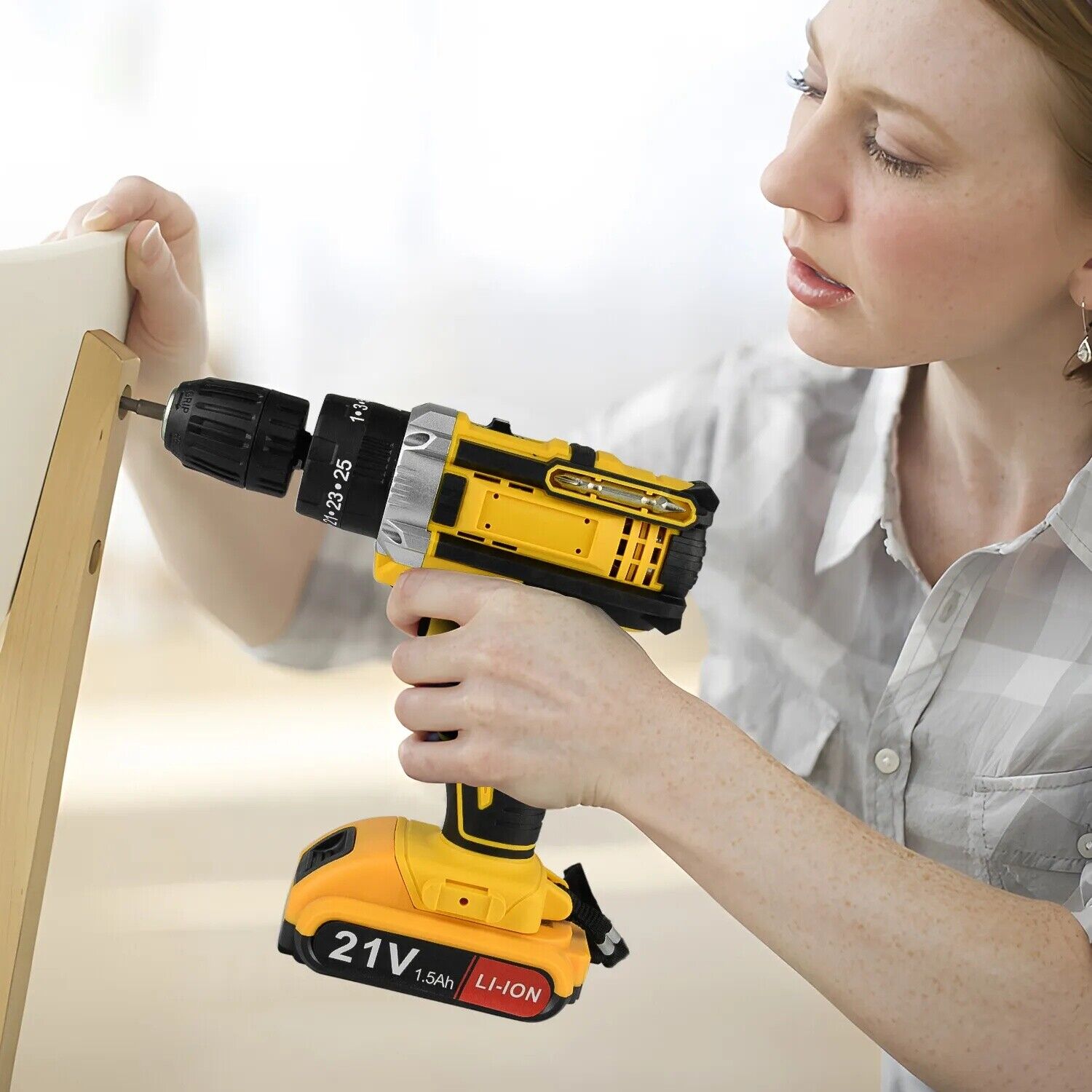 Cordless Brushless Impact Driver Hammer Drill Combo Kit with 2 Battery & Charger