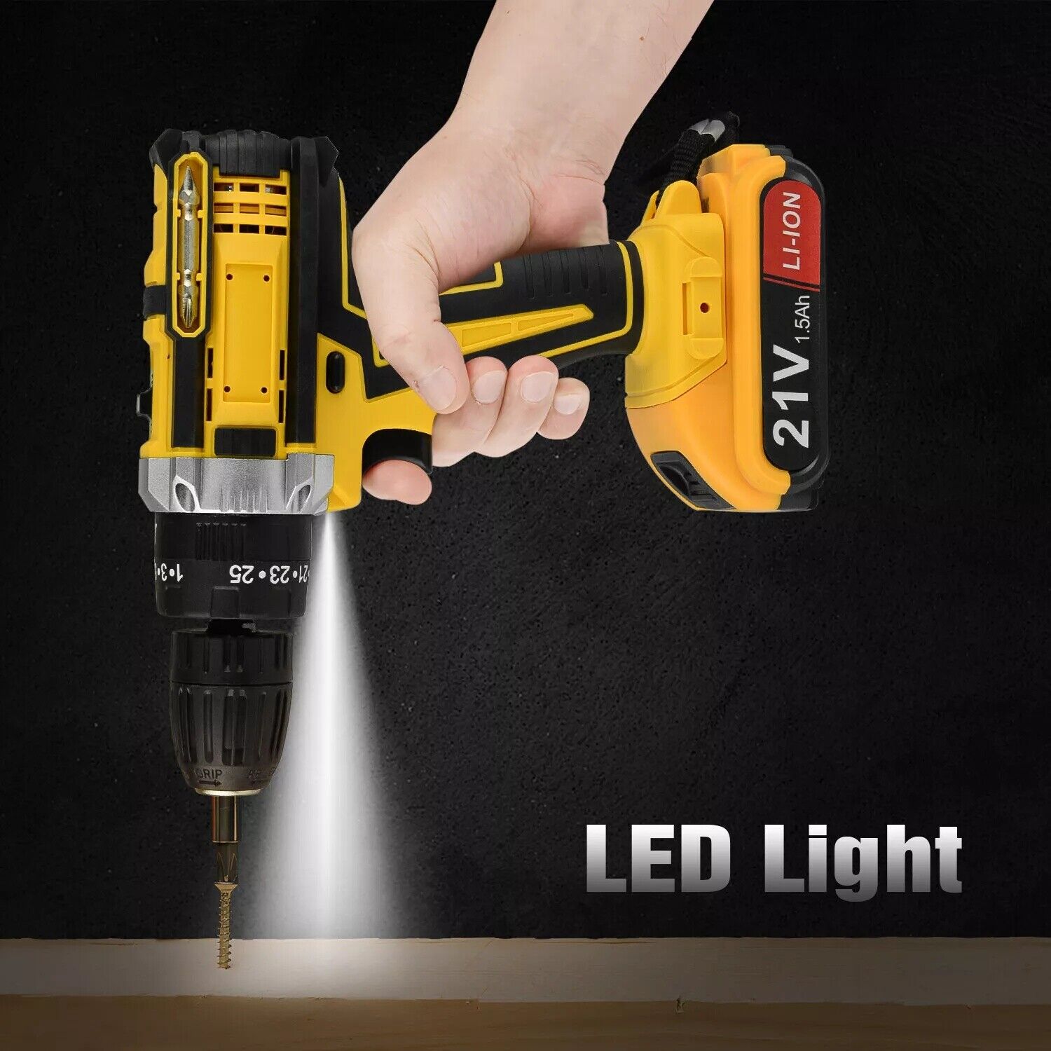 Cordless Brushless Impact Driver Hammer Drill Combo Kit with 2 Battery & Charger