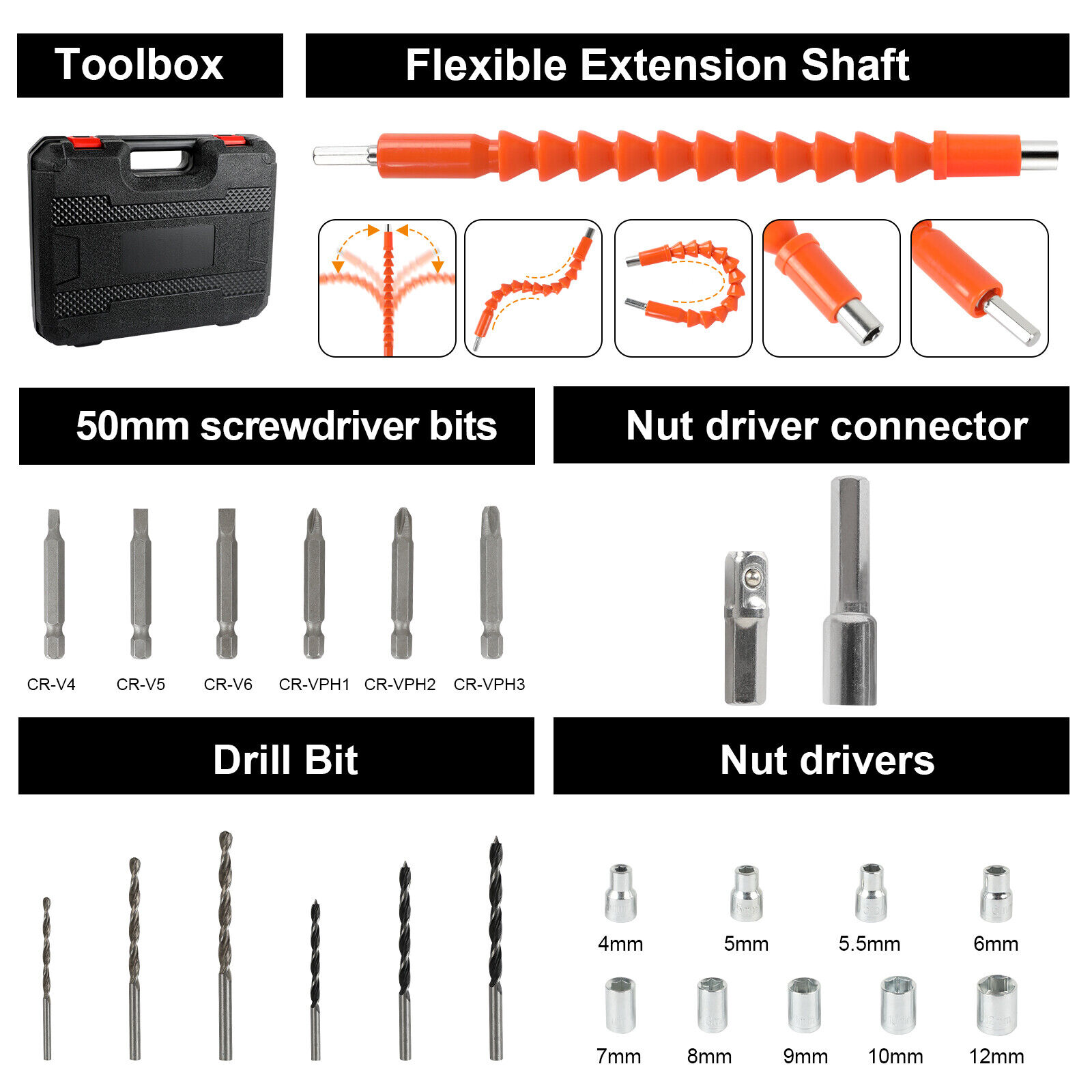 21V Electric Drill Tool Cordless Screwdriver Drill Set w/ 2 Battery for Makita