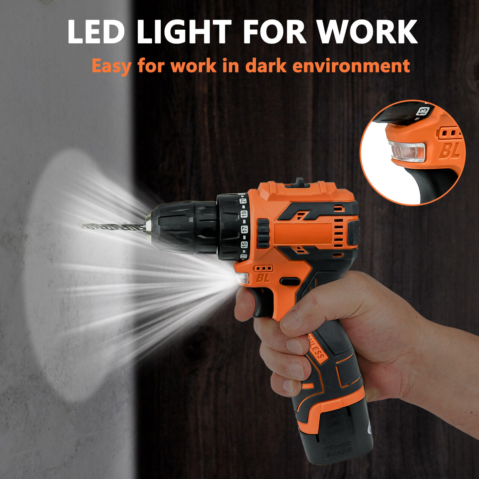 16.8 Volt Drill 2 Speed Electric Cordless Drill/Driver With Bits Set & 2 Battery