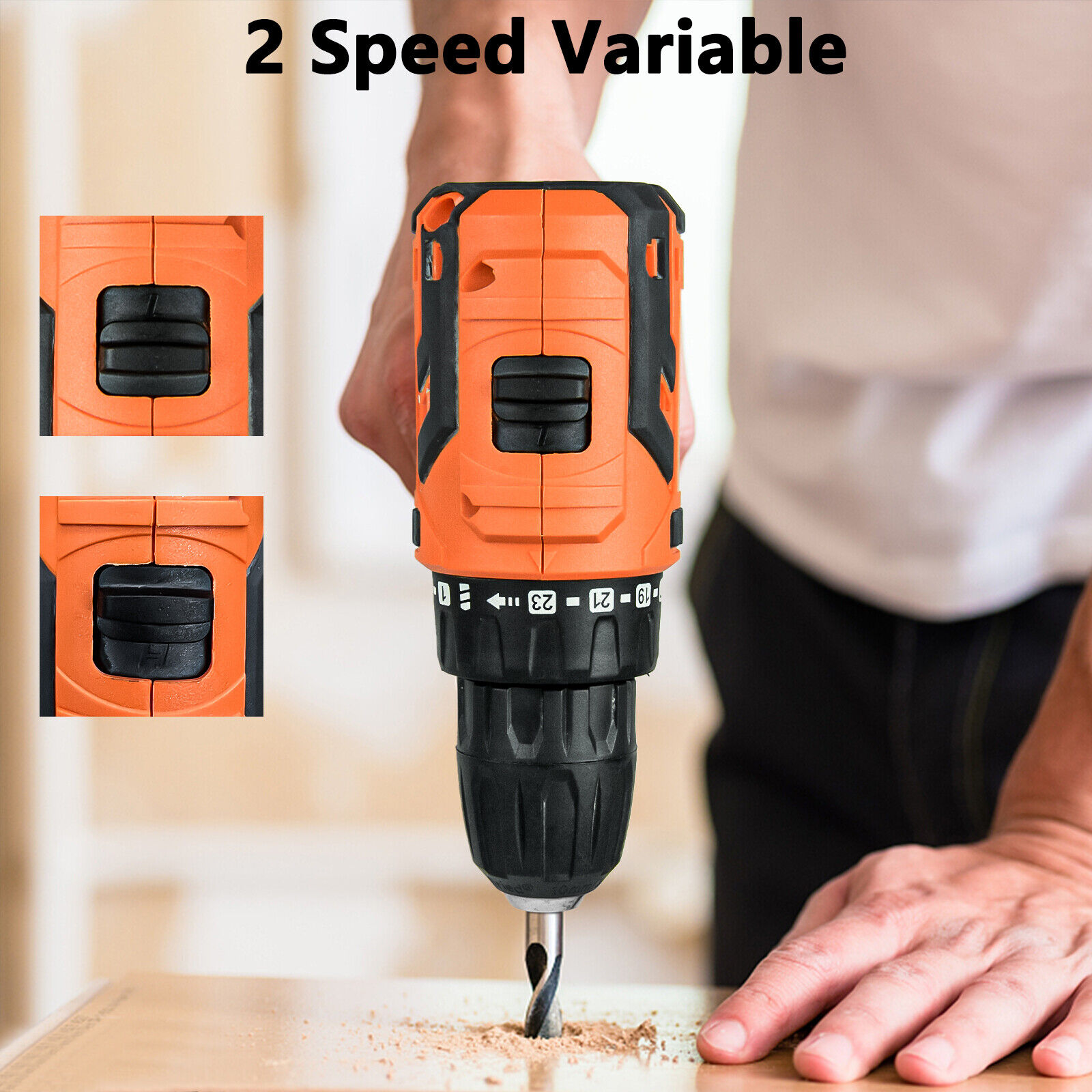 16.8 Volt Drill 2 Speed Electric Cordless Drill/Driver With Bits Set & 2 Battery