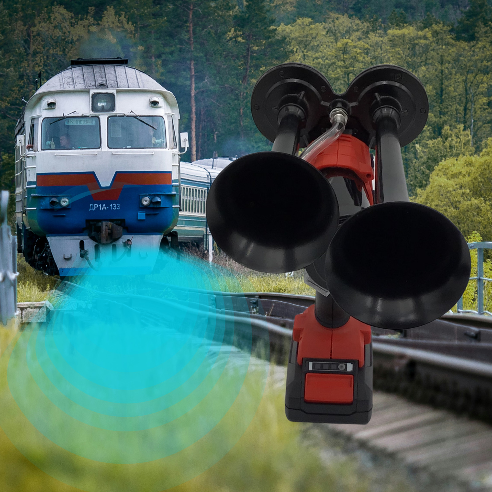 For Milwaukee 18V Drill Train Air Horn Dual Black Air Trumpets Double Loud BONUS