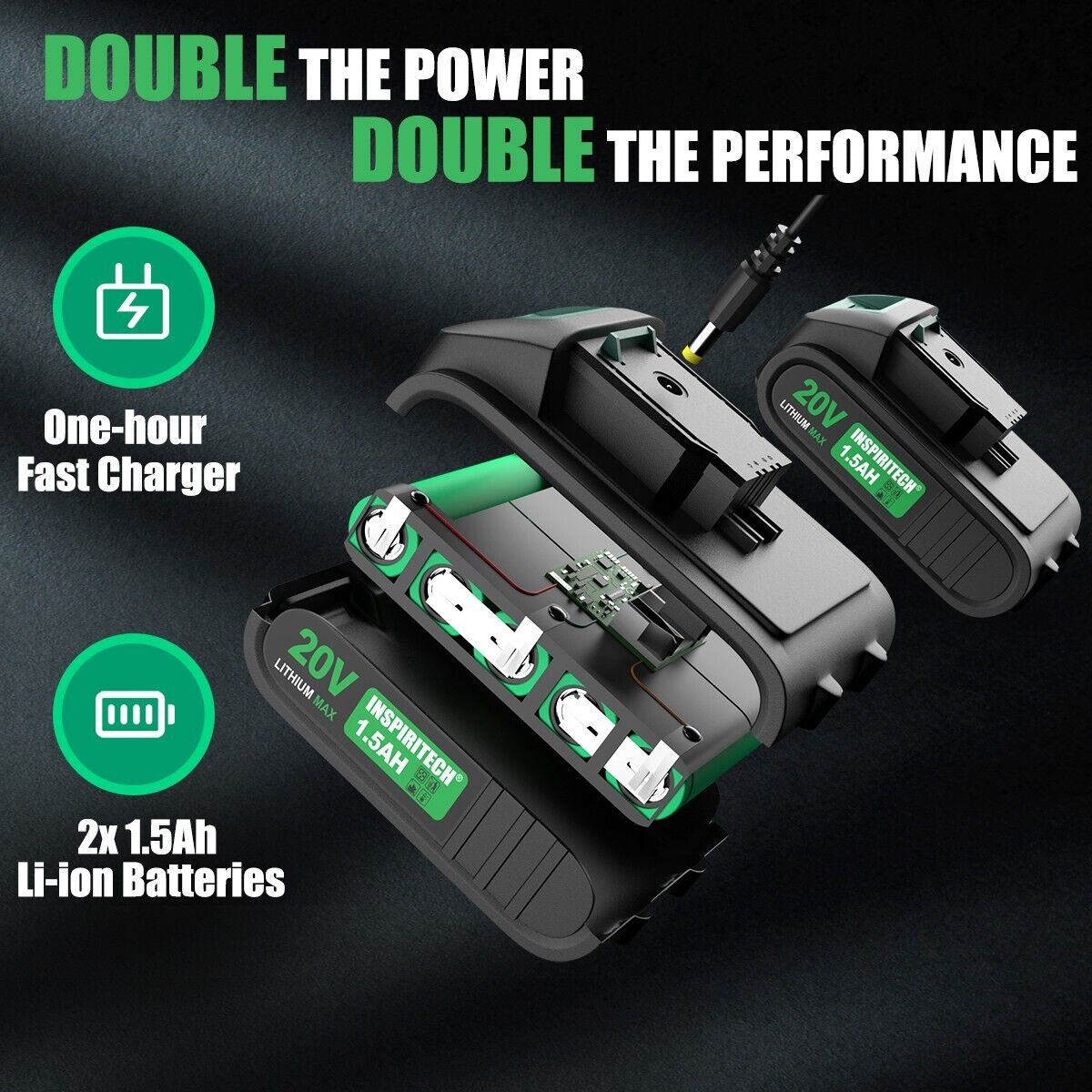 20V Cordless Drill Brushless Power Drill Set with 2 Batteries Eletric Drill