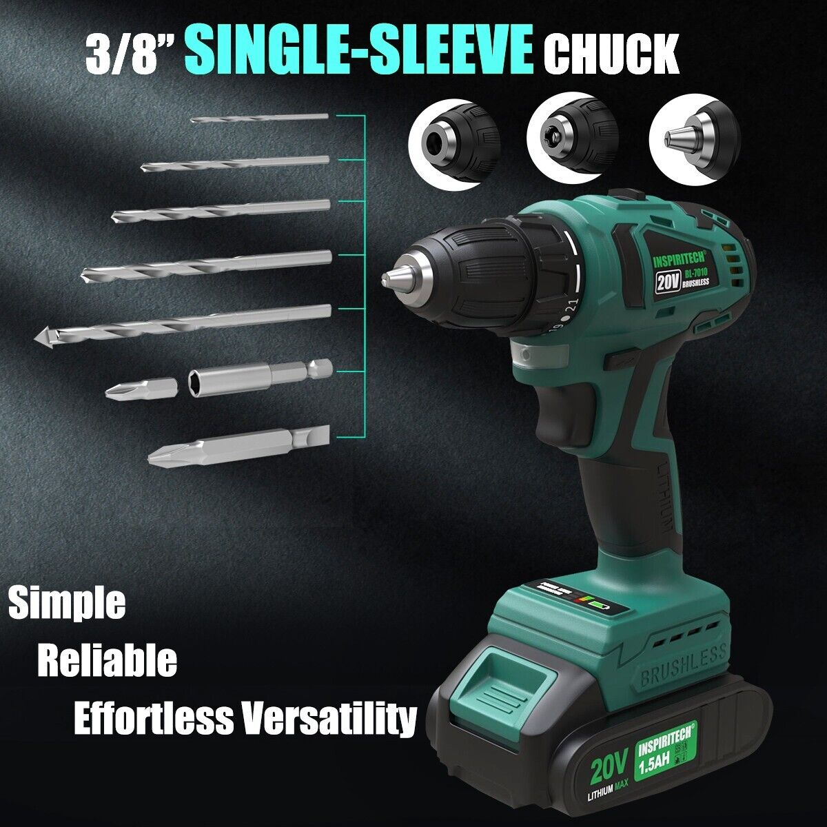 20V Cordless Drill Brushless Power Drill Set with 2 Batteries Eletric Drill