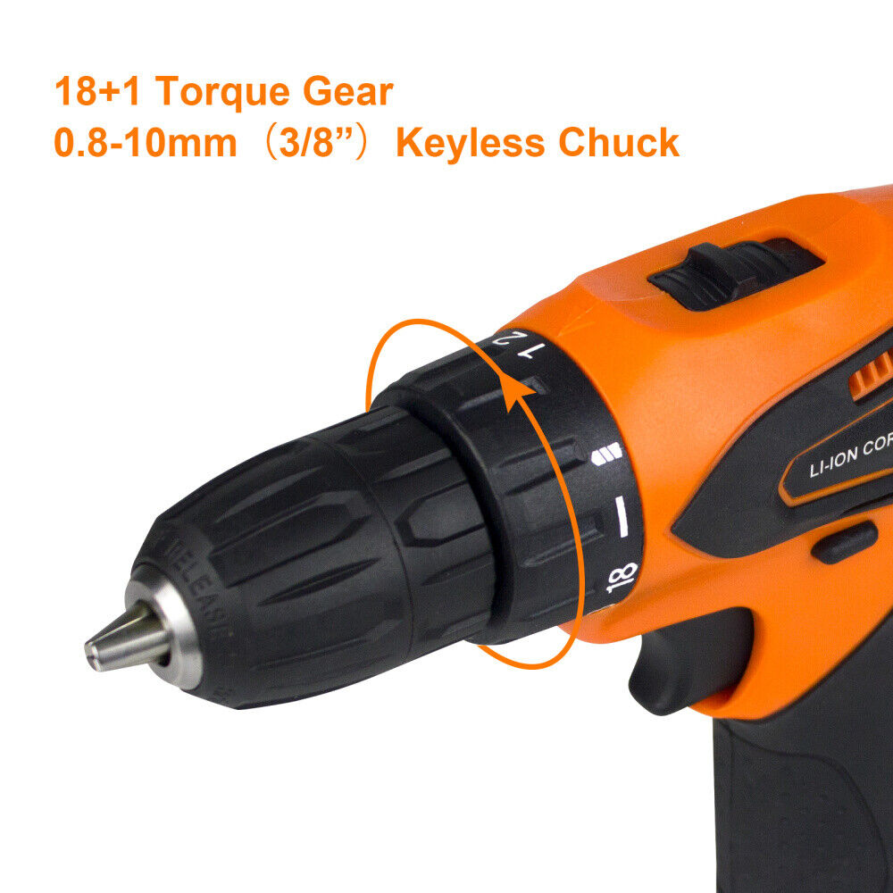 12V Cordless Drill 3/8” Electric Screwdriver Mini Wireless Power Driver Tool Set