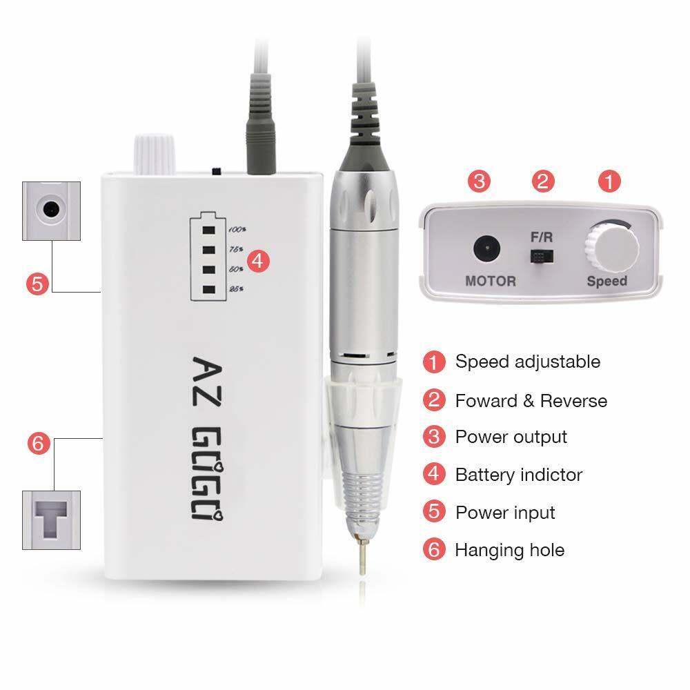 30000RPM Portable Nail Drill Machine AZ GOGO Professional Rechargeable Electric