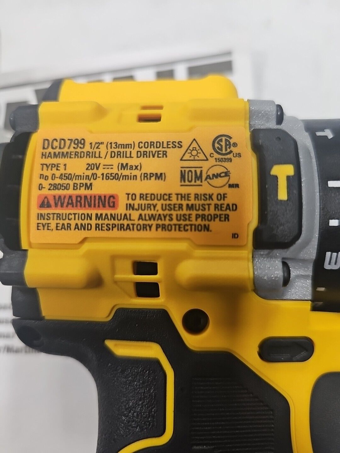 DEWALT DCD799 ATOMIC 20V MAX Brushless 1/2” Hammer Drill Tool-Only New FREE SHIP