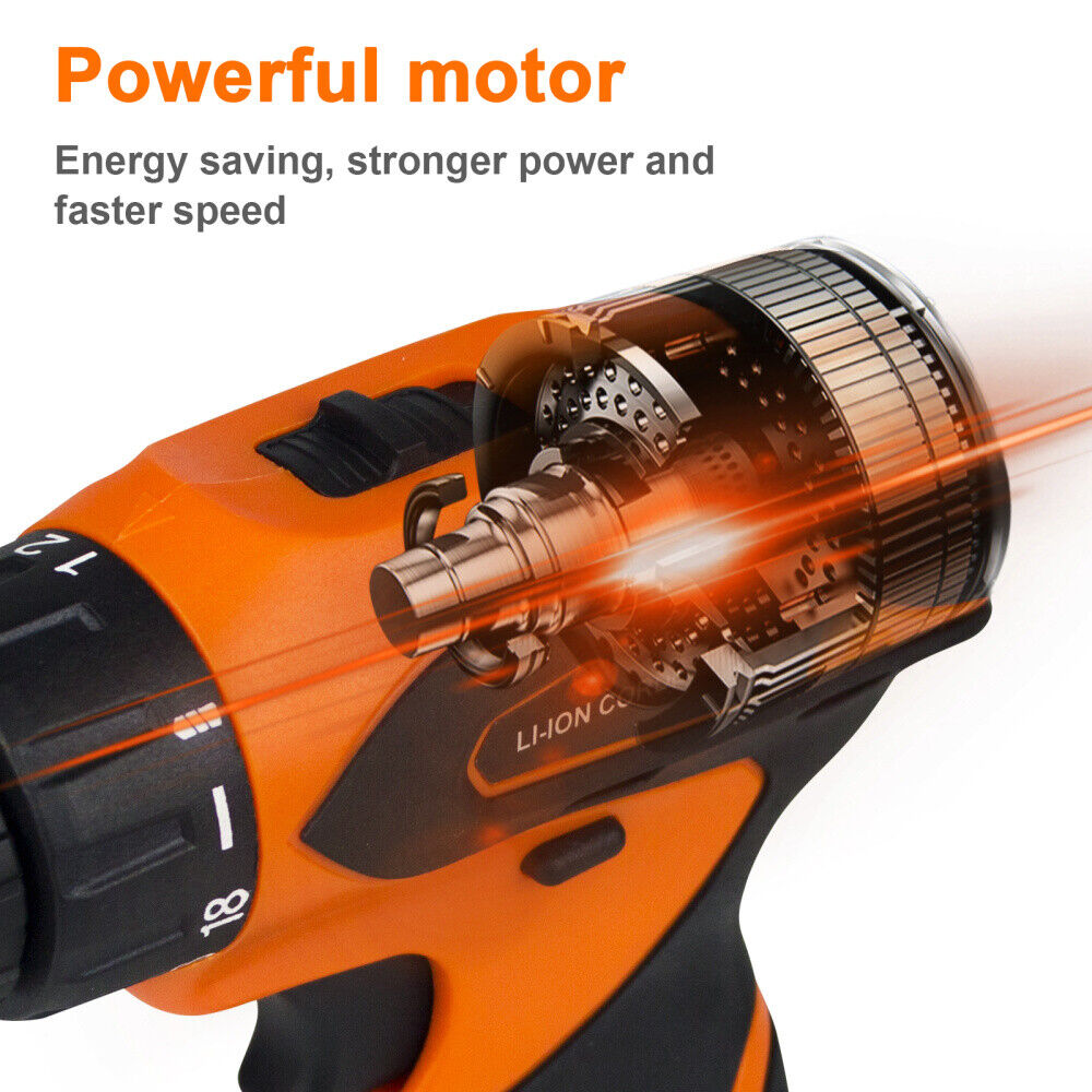 Electric 3/8" Cordless Drill 12V Electric Drill Combo Set with Battery & Charger