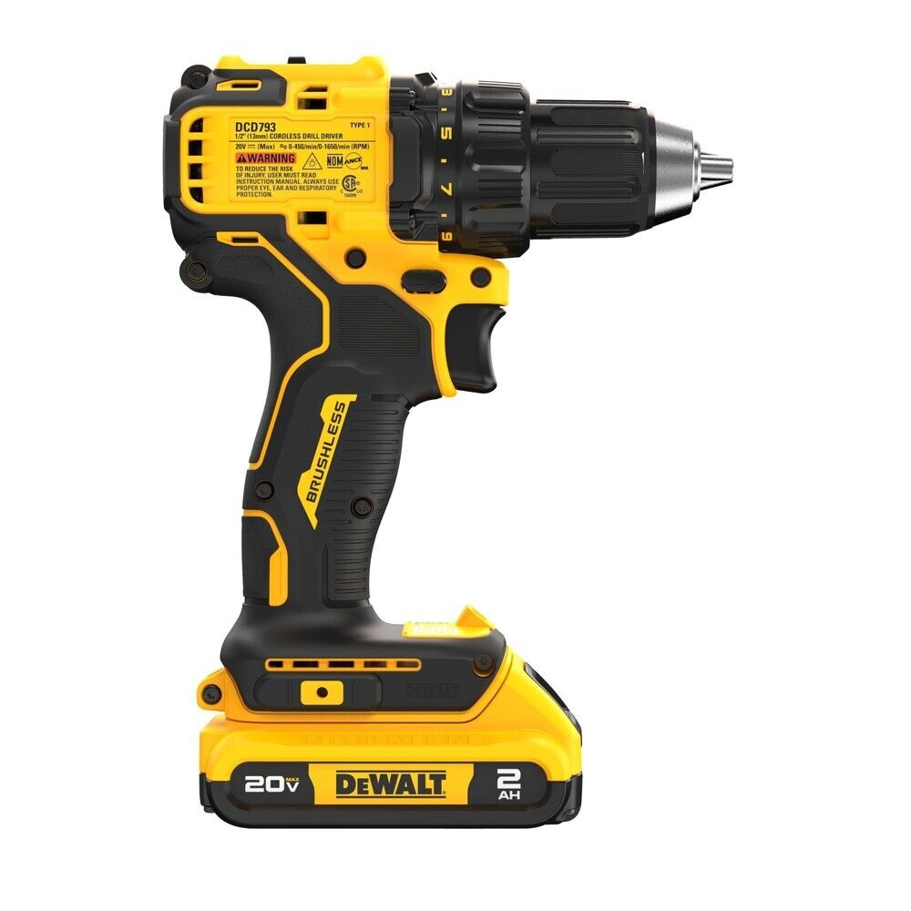 DeWalt DCD793D1 20V MAX Brushless 1/2" Cordless Compact Drill Driver Kit New