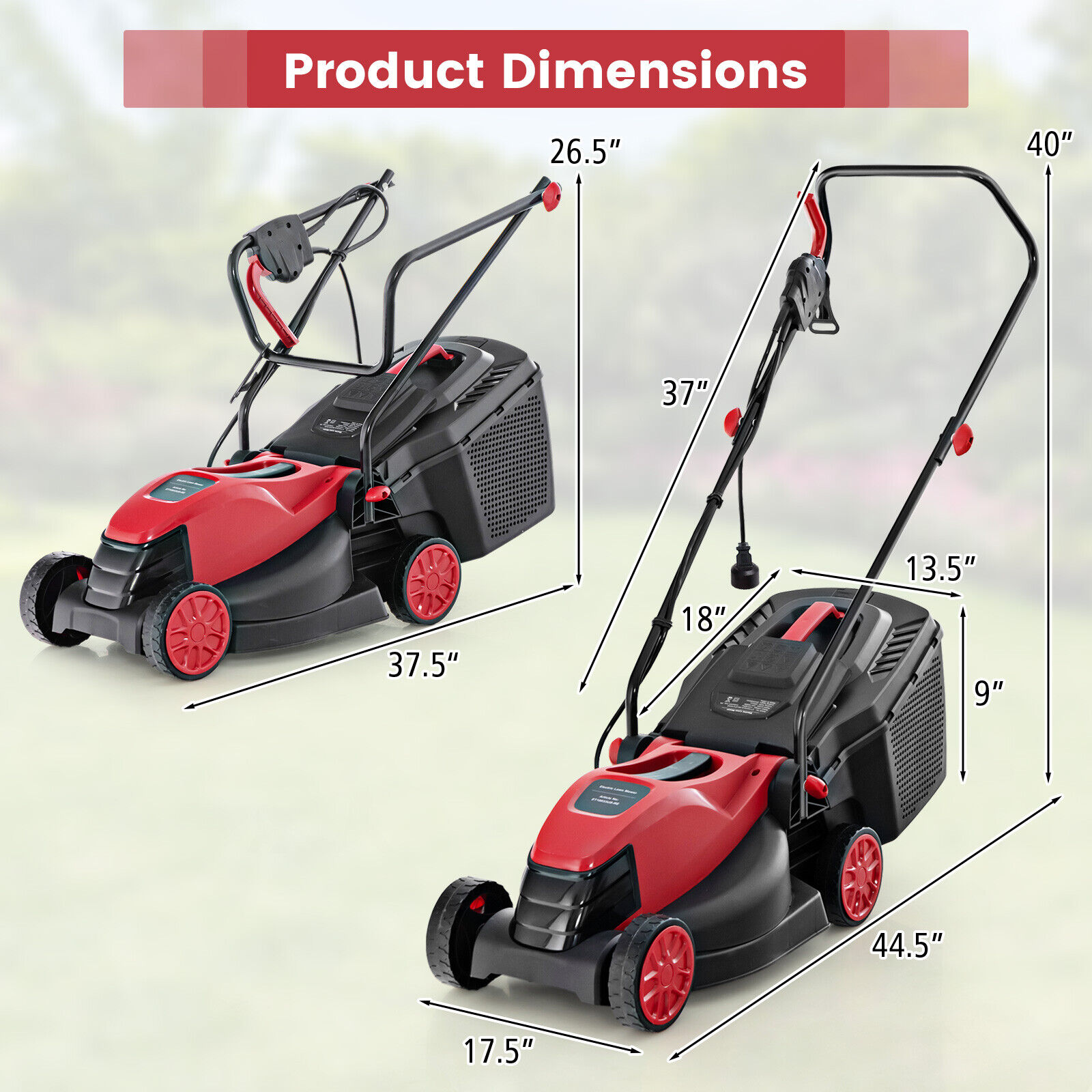 Electric Corded Lawn Mower 10-AMP 13-Inch Walk-Behind Lawnmower w/Collection Box