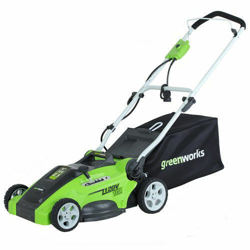New Greenworks 16-Inch 10 Amp Corded Electric Lawn Mower 25142 Green/Black