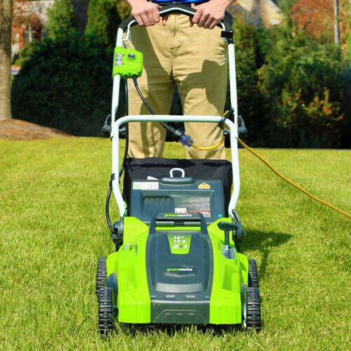 New Greenworks 16-Inch 10 Amp Corded Electric Lawn Mower 25142 Green/Black