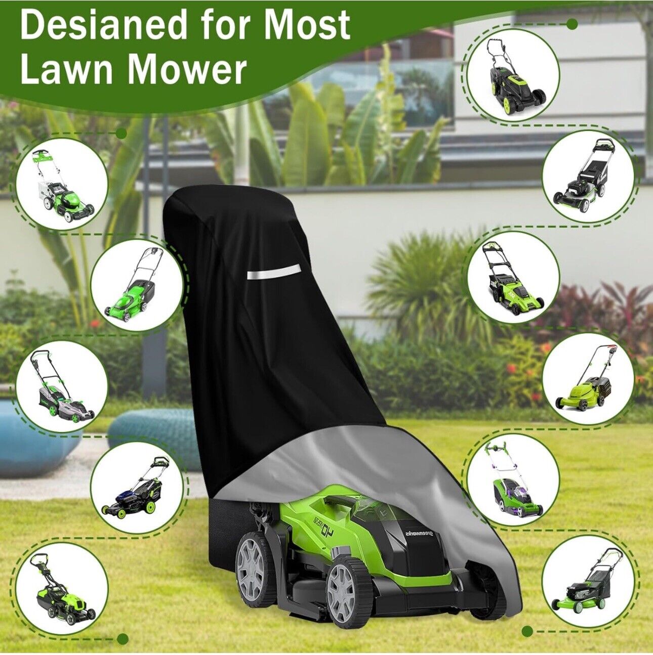 Lawn Mower Cover Outdoor Waterproof UV Protector Heavy Duty Universal Fit