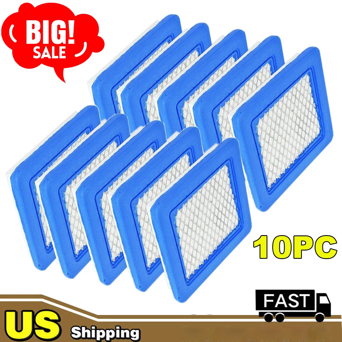 10PCS Air Filter Lawn Mower Filters For Briggs & Stratton 491588 491588s 399959