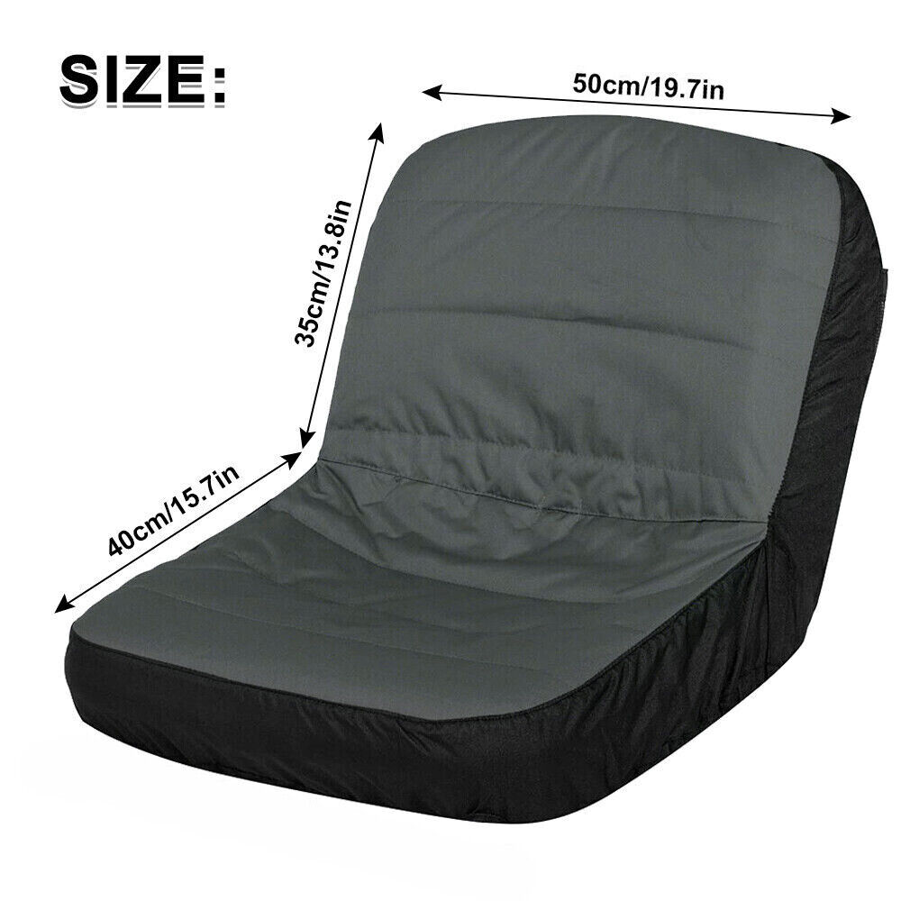 Universal Riding Lawn Mower Tractor Seat Cover Padded Comfort Pad Storage Gray