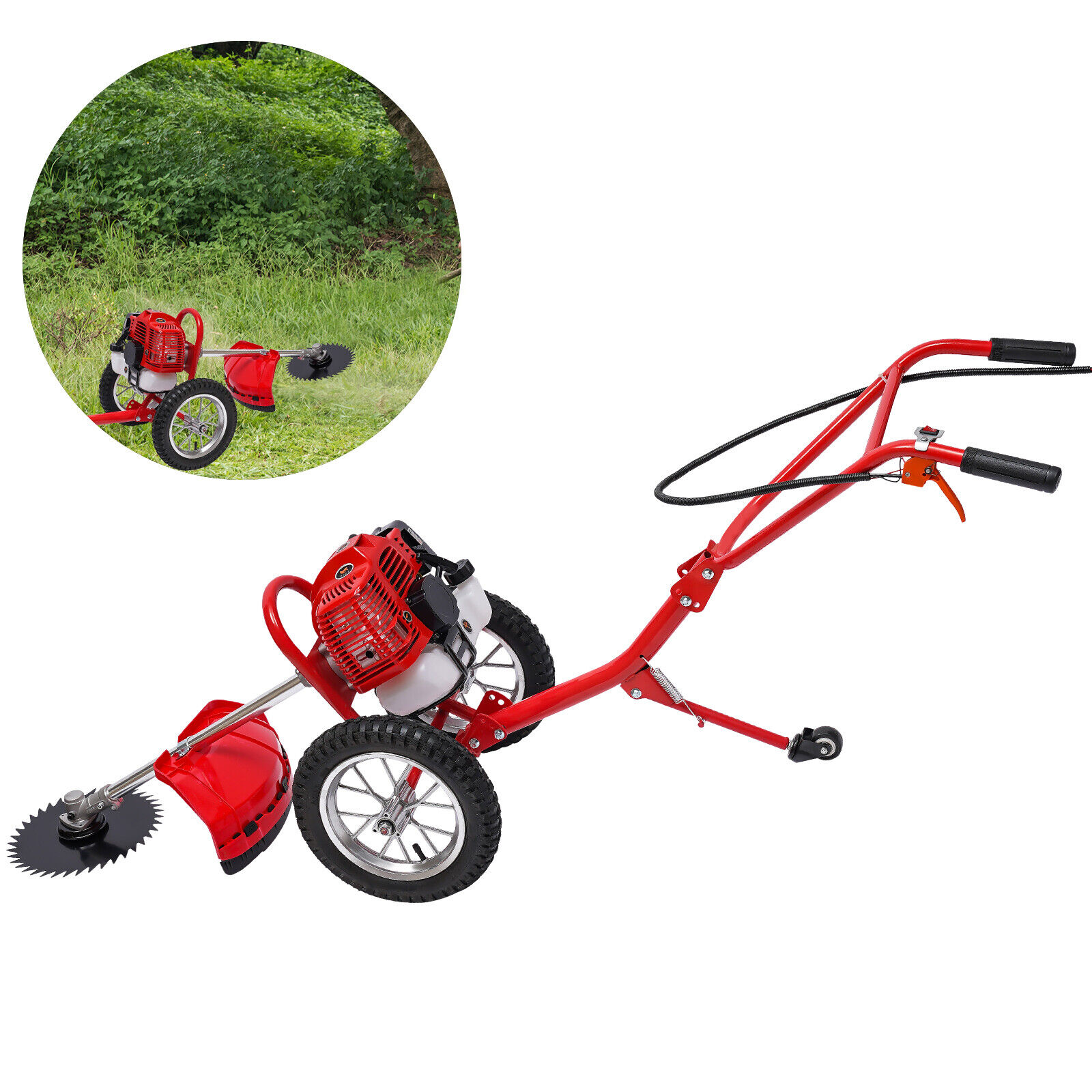Hand Push Type Grass Cutter Lawn Mower Trimmer Gasoline Brush Cutter Garden Tool