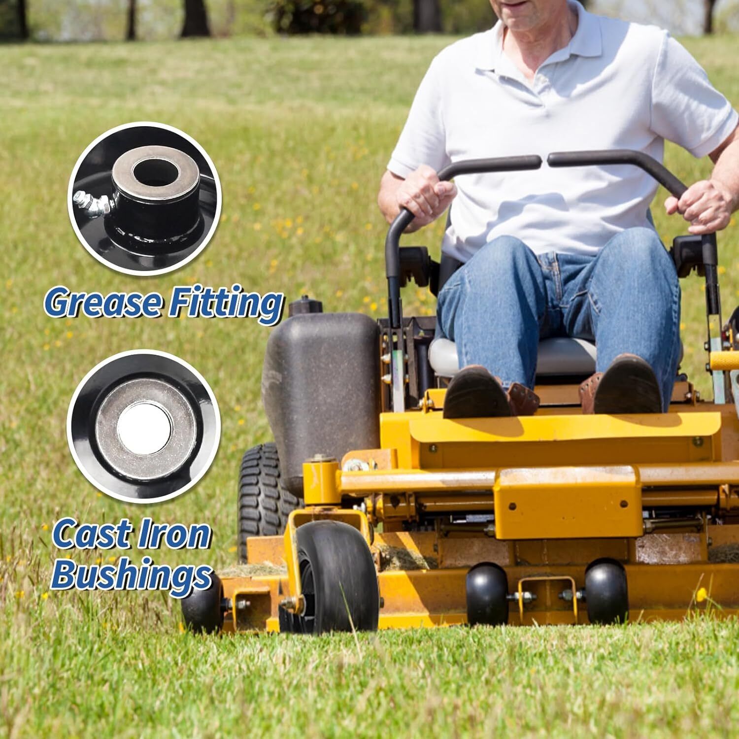 2 Pcs Durable 11x4.00-5” Flat Free Lawn Mower Tire & Wheel for Zero Turn Mowers