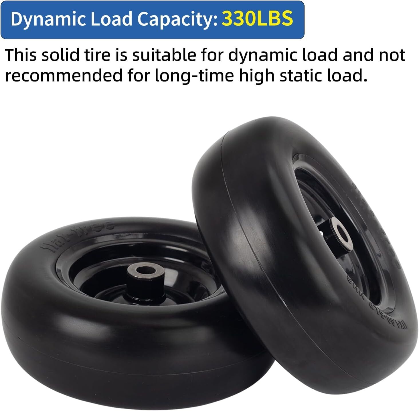 2 Pcs Durable 11x4.00-5” Flat Free Lawn Mower Tire & Wheel for Zero Turn Mowers
