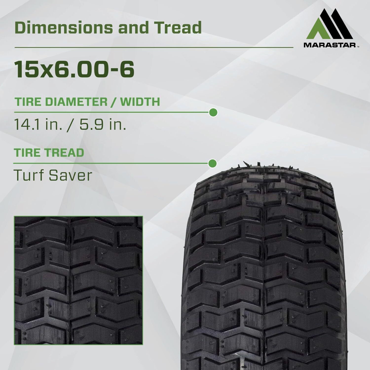 2 Pack 15x6.00-6 Tire and Wheel Assembly Replacement Lawn Mower Front Tires US