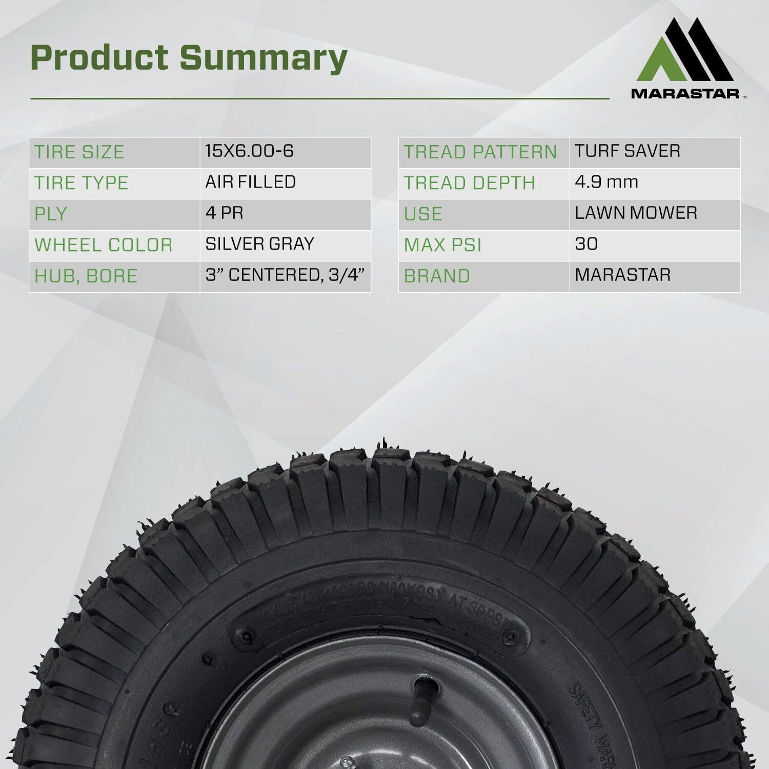 2 Pack 15x6.00-6 Tire and Wheel Assembly Replacement Lawn Mower Front Tires US