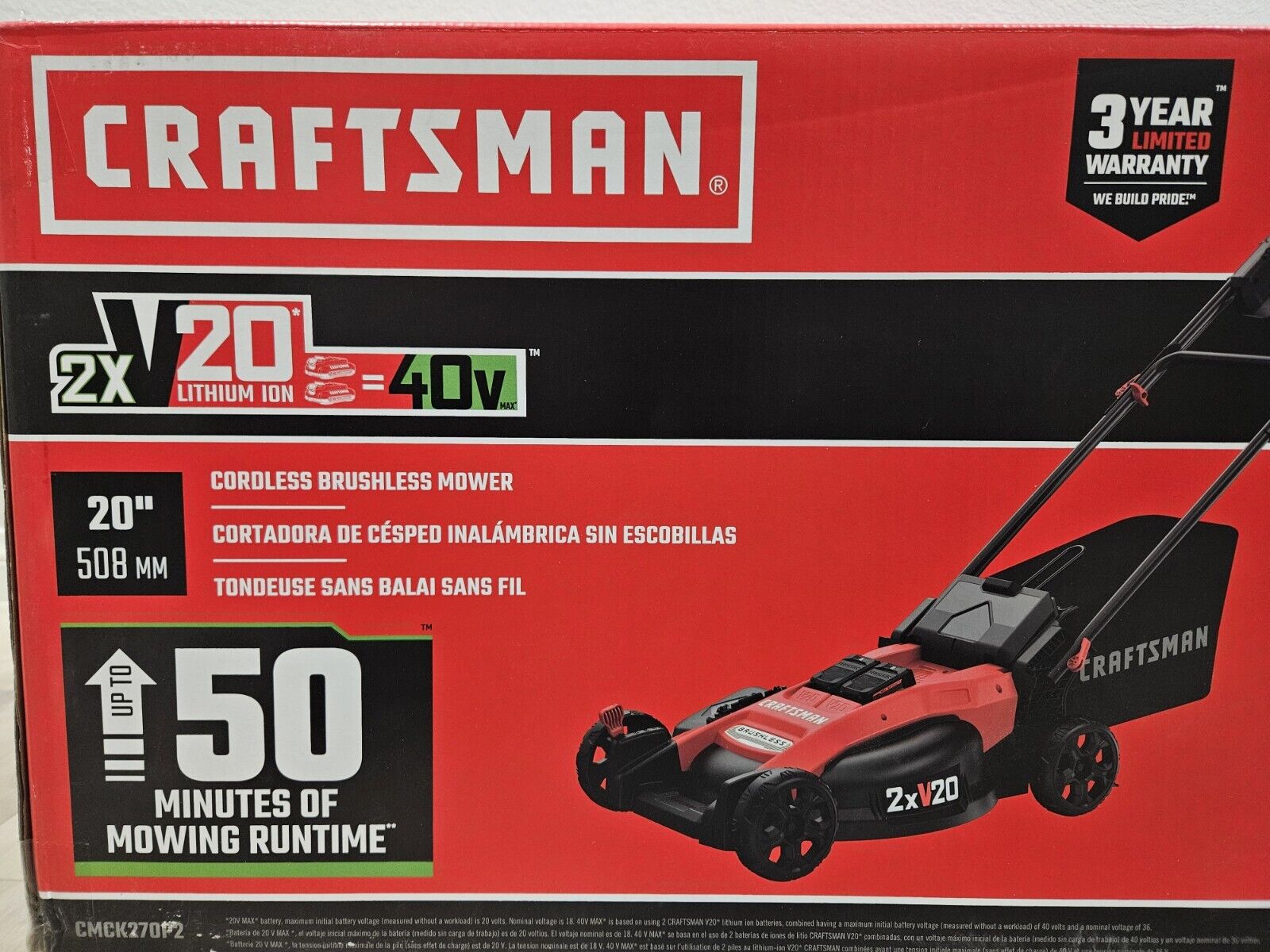 Craftsman CMCMW220P2 V20/2x20V Li-ION Electric Brushless Lawn Mower (BARE TOOL)