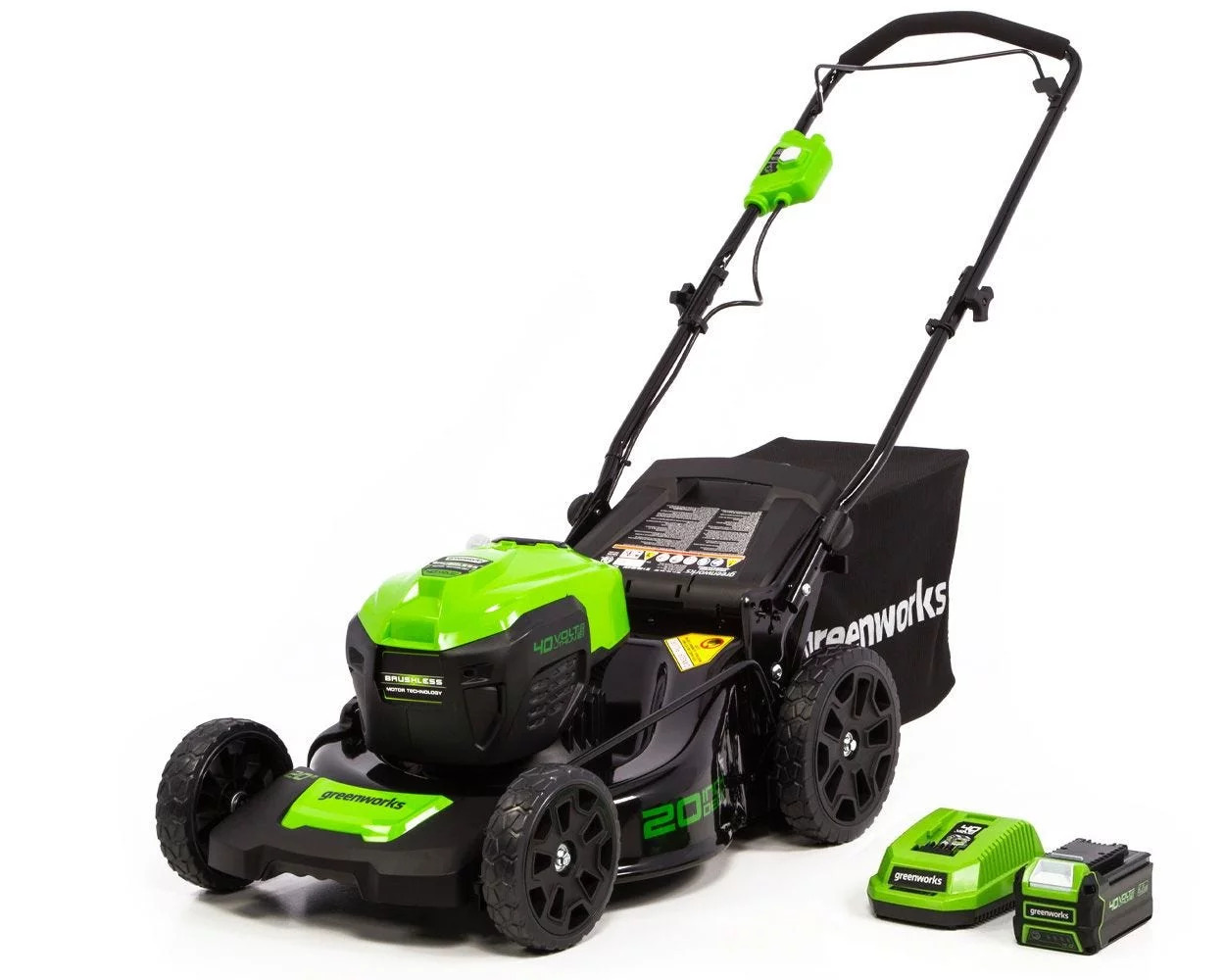 Greenworks Electric Lawn Push Mower 40V 20" with 4.0 Ah Battery & Quick Charger