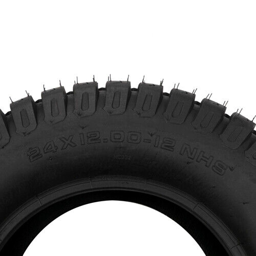 Two 24x12.00-12 Lawn & Garden Mower Tractor Turf Tires 4 Ply 24x12-12 24x12x12