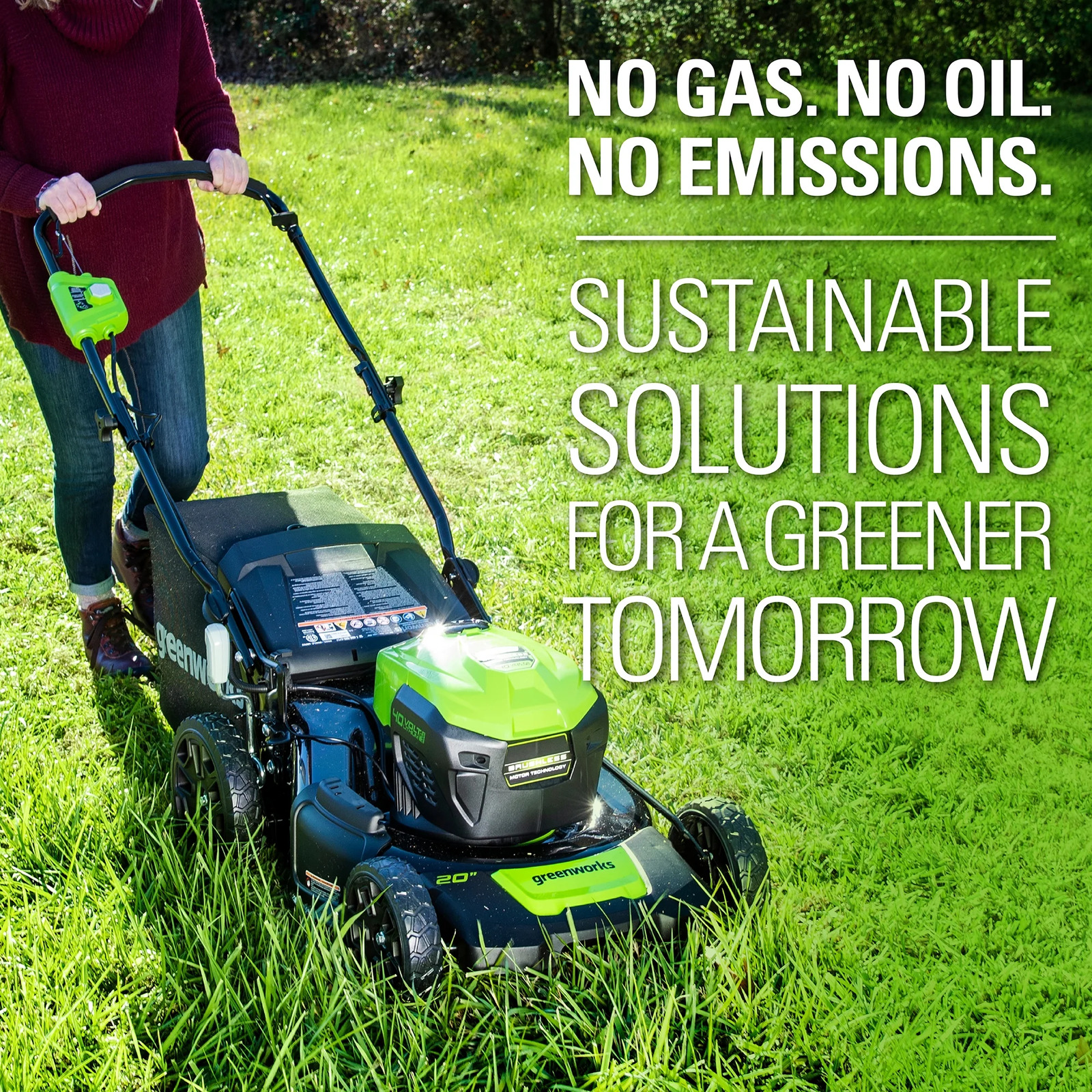 Greenworks Electric Lawn Push Mower 40V 20" with 4.0 Ah Battery & Quick Charger
