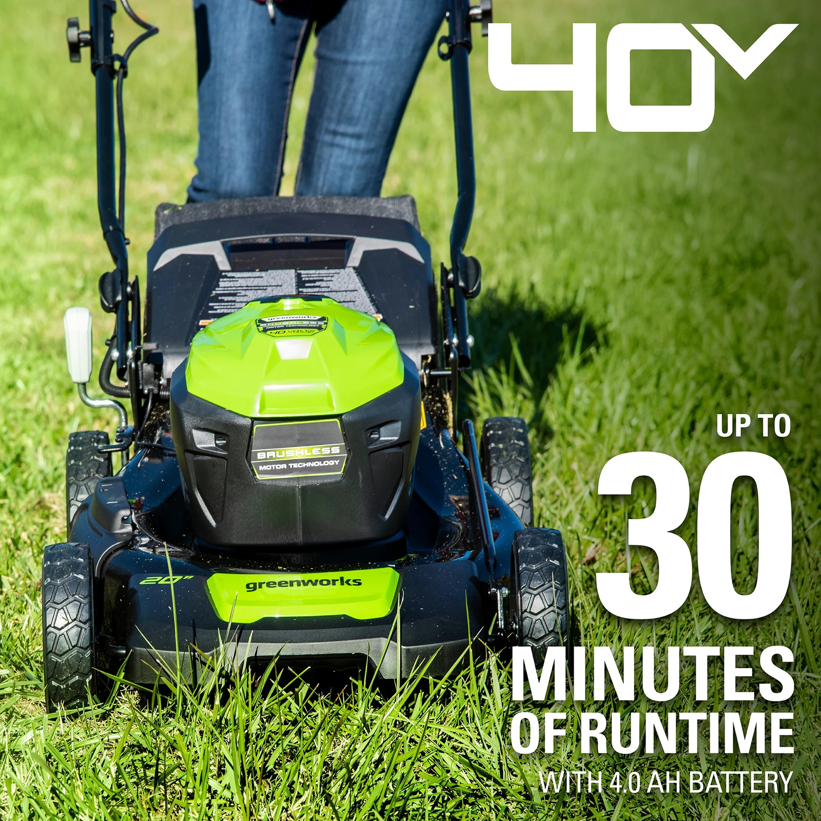 Greenworks Electric Lawn Push Mower 40V 20" with 4.0 Ah Battery & Quick Charger