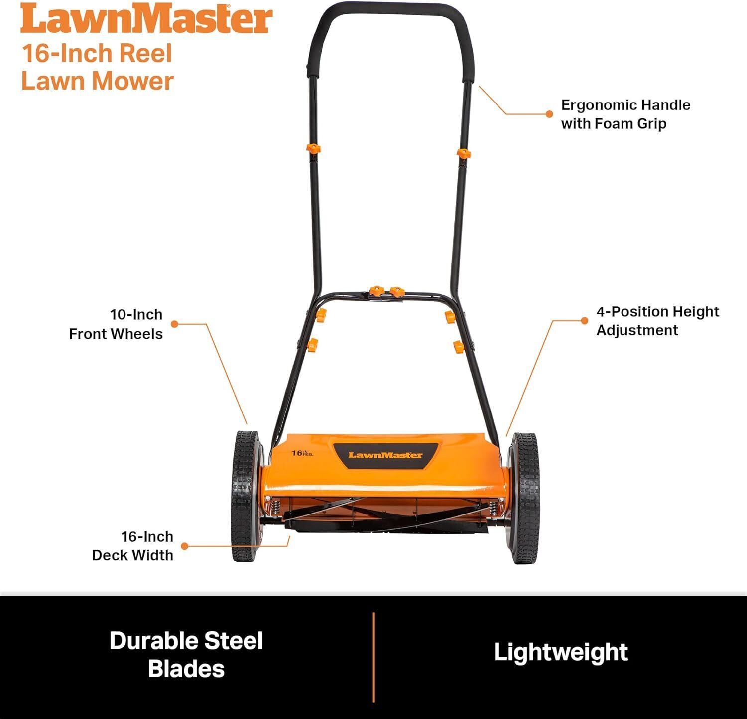 Push Reel Lawn Mower 16-Inch 5-Blade