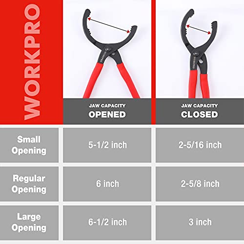 WORKPRO 12" Adjustable Oil Filter Pliers & Wrench