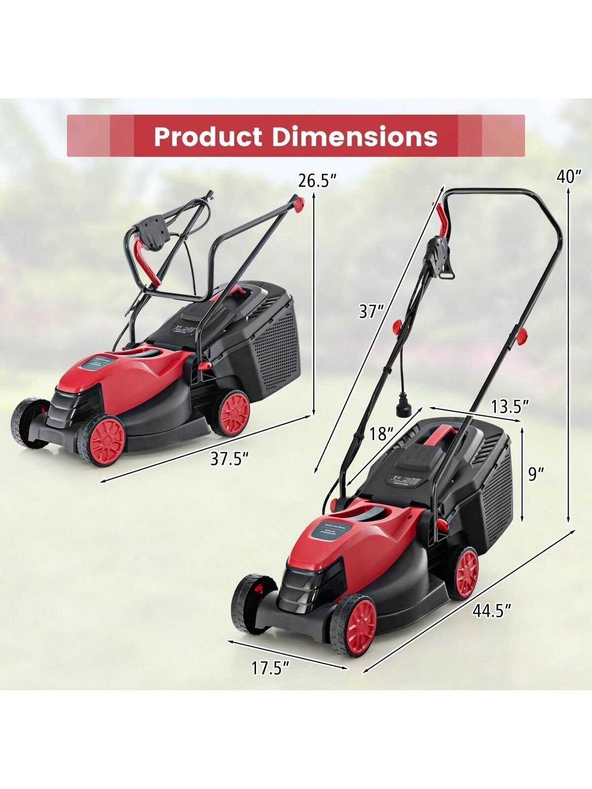 Electric Corded Lawn Mower 12-AMP 14-Inch Walk-Behind Lawnmower