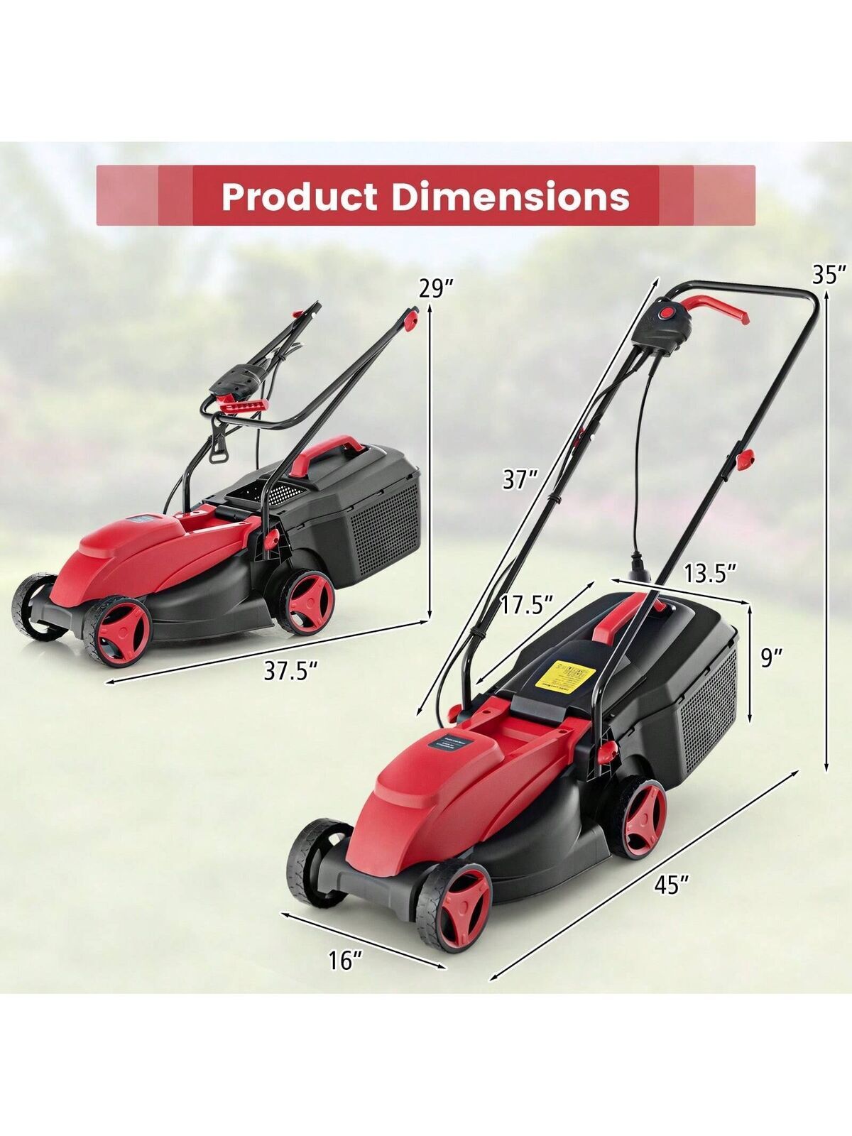 Electric Corded Lawn Mower 12-AMP 14-Inch Walk-Behind Lawnmower