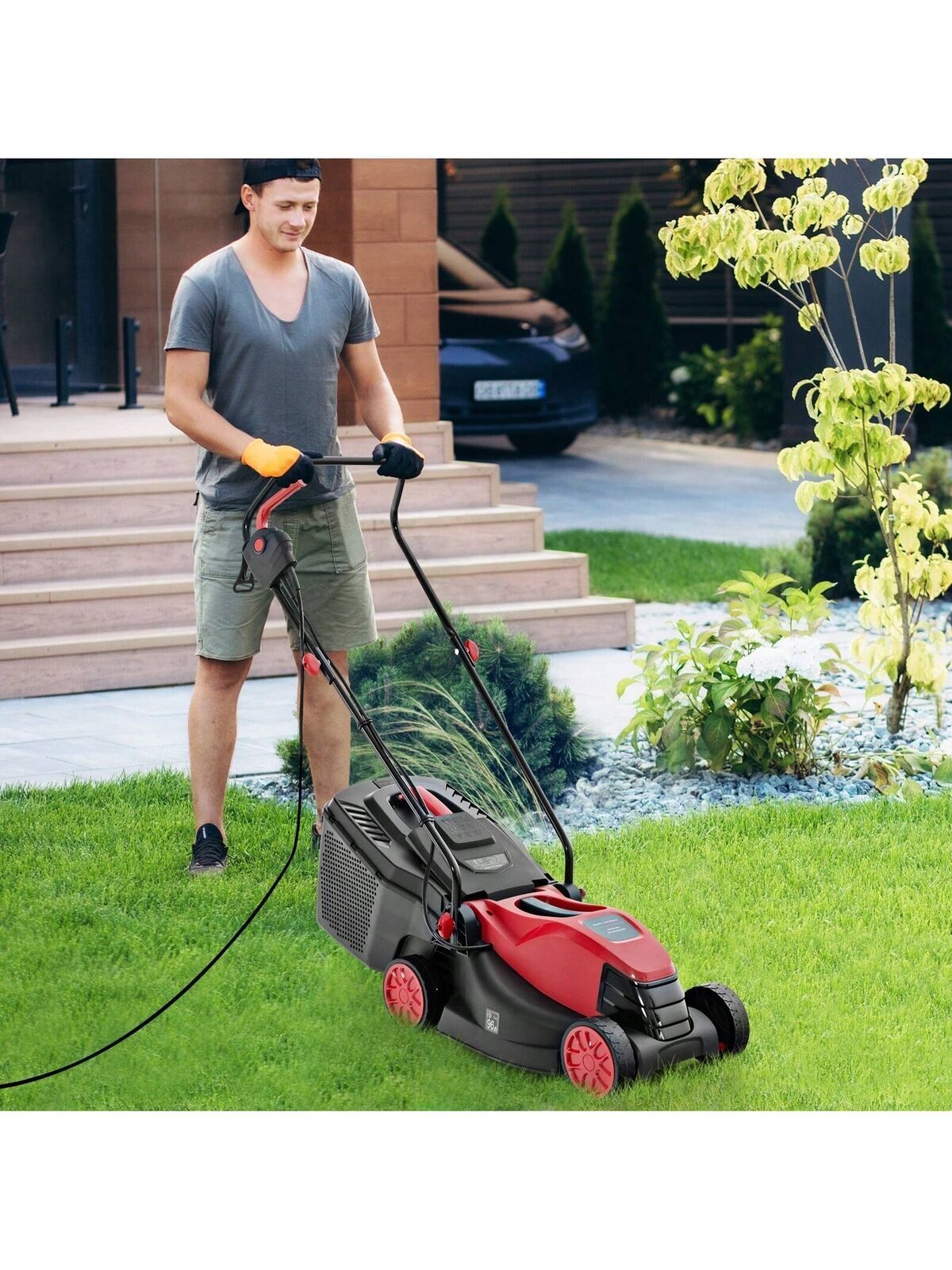 Electric Corded Lawn Mower 12-AMP 14-Inch Walk-Behind Lawnmower