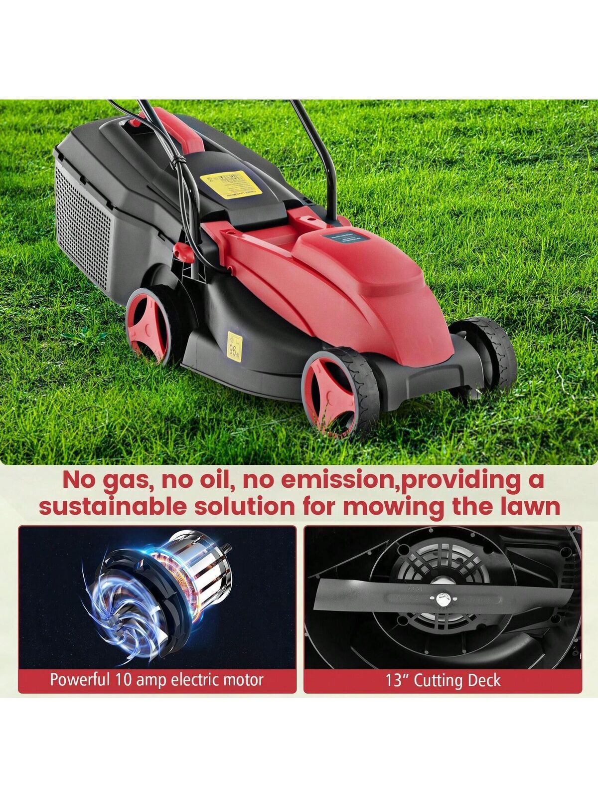 Electric Corded Lawn Mower 12-AMP 14-Inch Walk-Behind Lawnmower