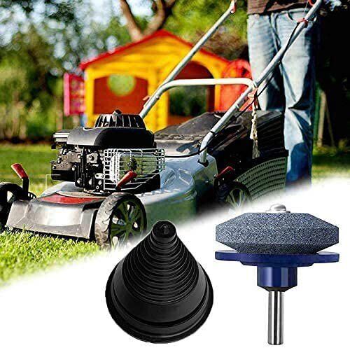 5PC Lawn Mower Balancer Blade Sharpener Kit Garden Tool For Drill Grinder Stone