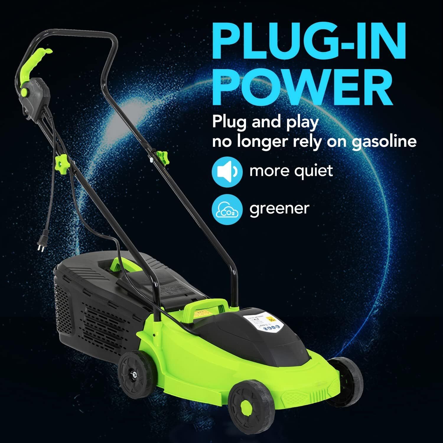 Electric Lawn Mower, 13-Inch 12 Amp Corded Push Mower with 3-Position Height