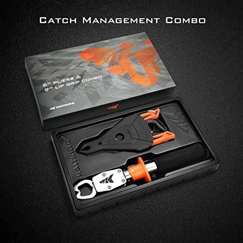 KastKing Fishing Pliers & Lip Gripper Set, Orange