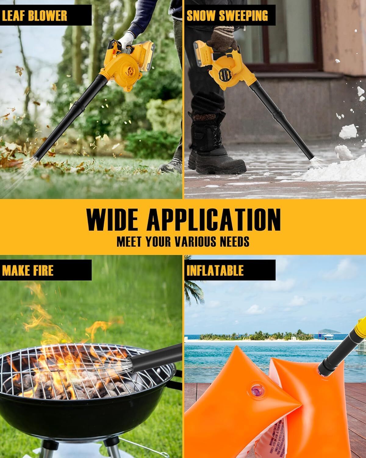 Cordless Leaf Blower for Dewalt 20V  Battery Handheld Electric Power Leaf