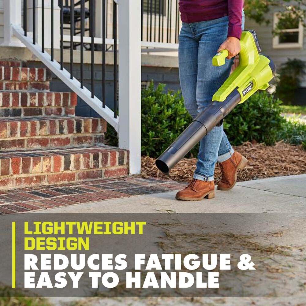 RYOBI  18V 90 MPH 250 CFM Cordless Battery Leaf Blower/Sweeper with 2.0 Ah